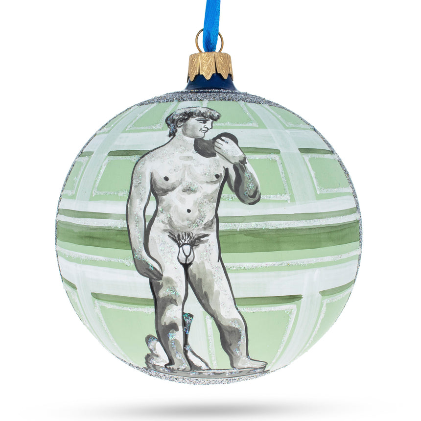 Glass Michelangelo's 'David' Sculpture Glass Ball Christmas Ornament 4 Inches in Multi color Round