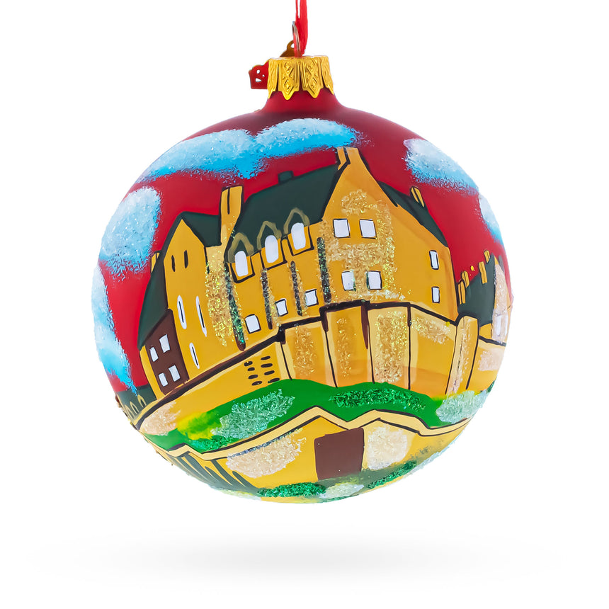 Glass Edinburgh Castle, Scotland Glass Ball Christmas Ornament 4 Inches in Multi color Round