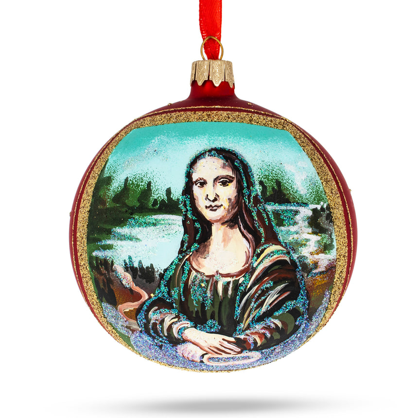 Glass 1506 Leonardo da Vinci's 'Mona Lisa' Glass Ball Christmas Ornament 4 Inches in Multi color Round