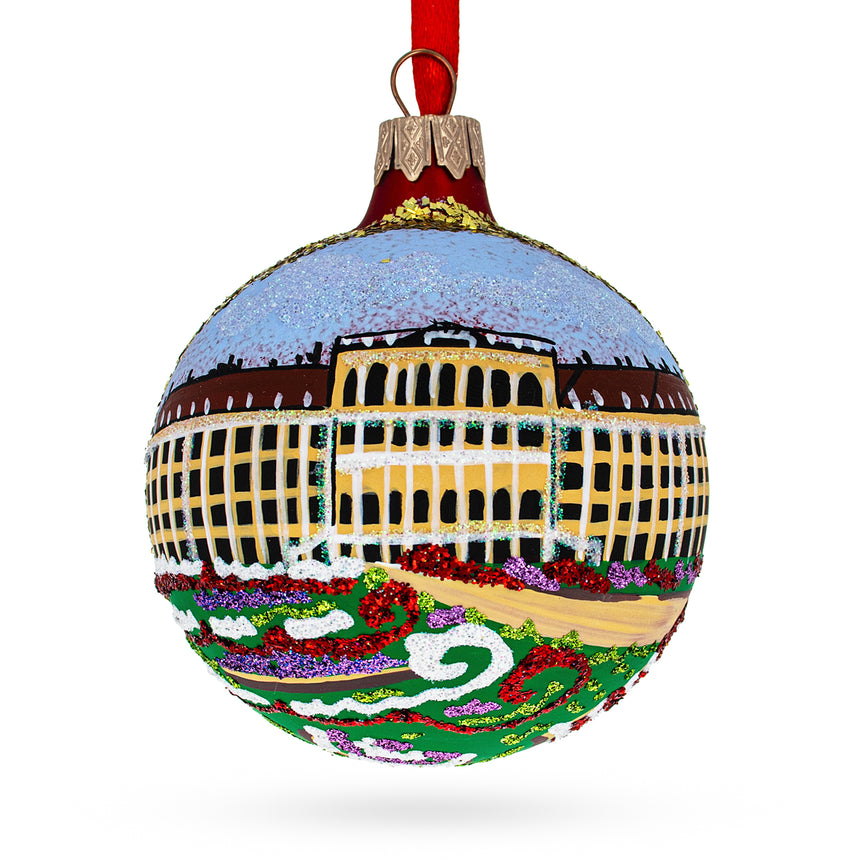 Glass Schonbrunn Palace, Vienna, Austria Glass Ball Christmas Ornament 4 Inches in Multi color Round