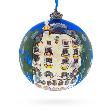 Glass Casa Batllo, Barcelona, Spain Glass Ball Christmas Ornament 4 Inches in Multi color Round