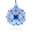 Glass Blue Jewels and Check Pattern Necklace Design Glass Ball Christmas Ornament 3.25 Inches in Blue color Round