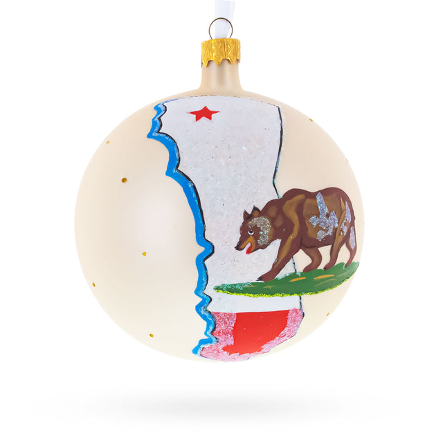 Glass California State, USA Glass Ball Christmas Ornament 4 Inches in Multi color Round