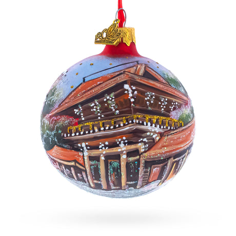 Glass Meiji Jingu Shrine, Tokyo, Japan Glass Ball Christmas Ornament 3.25 Inches in Multi color Round