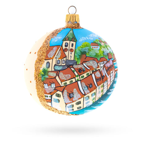 Old City, Bern, Switzerland Glass Ball Christmas Ornament 4 InchesUkraine ,dimensions in inches: 4 x 4 x 4