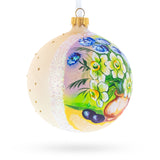 Floral Vase with Apples Masterpiece Glass Ball Christmas Ornament 4 InchesUkraine ,dimensions in inches: 4 x 4 x 4