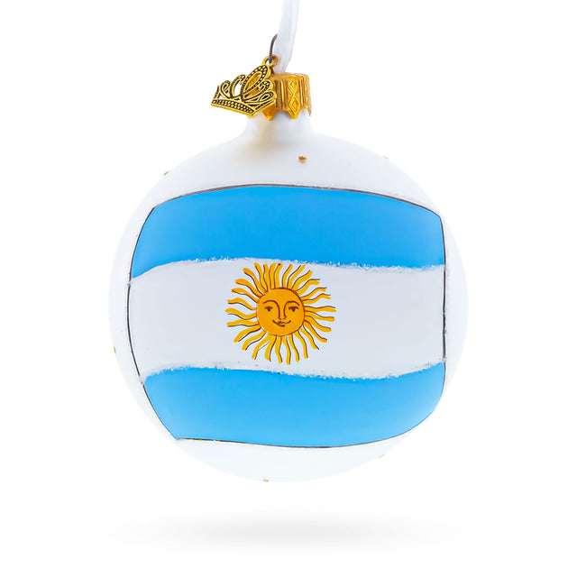 Glass Flag of Argentina Glass Ball Christmas Ornament 3.25 Inches in Multi color Round