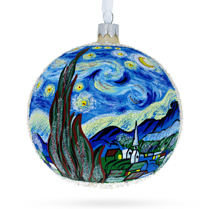 Glass 1880 'The Starry Night' by Vincent van Gogh Glass Ball Christmas Ornament 4 Inches in Multi color Round