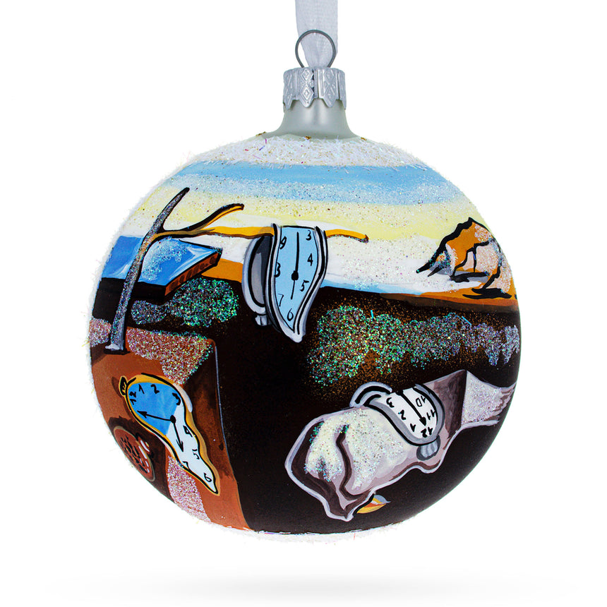 Glass 1931 'The Persistence of Memory' by Salvador Dalí Glass Ball Christmas Ornament 4 Inches in Multi color Round