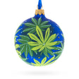 Glass Botanical Cannabis Glass Ball Christmas Ornament 3.25 Inches in Green color Round