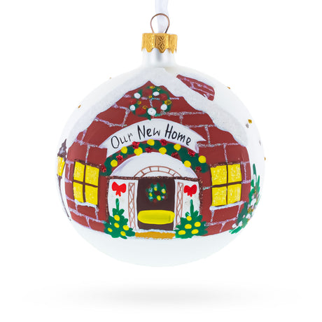 Glass Commemorative Housewarming Glass Ball Christmas Ornament 4 Inches in Multi color Round