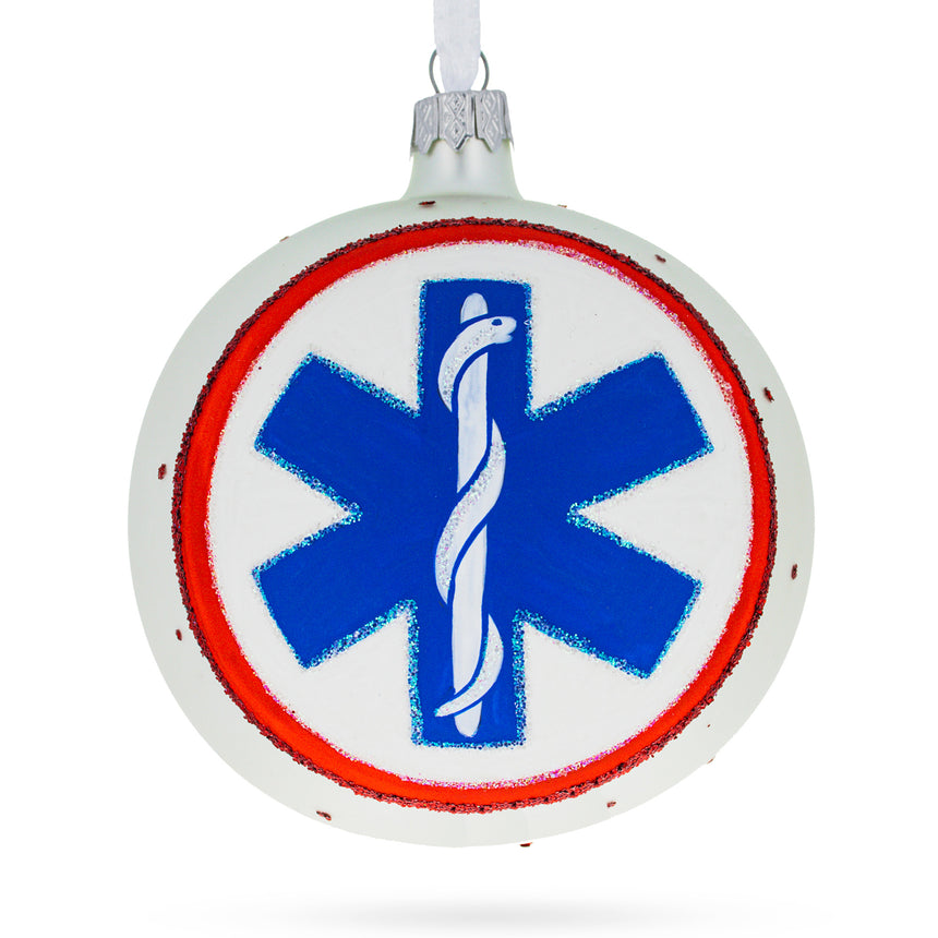 Glass Paramedic Emergency First Responders Glass Ball Christmas Ornament 4 Inches in Multi color Round