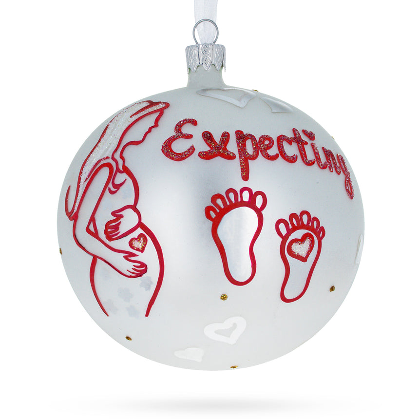 Glass Mother-to-Be Glass Ball Christmas Ornament 4 Inches in Multi color Round