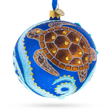 Sea Creatures Blown Glass Ball Christmas Ornament,4 InchesUkraine ,dimensions in inches: 4 x 4 x 4