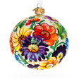 Glass Ukrainian Petrykivka Floral Painting Blown Glass Ball Christmas Ornament 4 Inches in Multi color Round