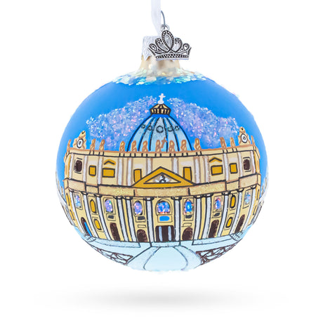 Glass The Papal Basilica of Saint Peter, Vatican Glass Ball Christmas Ornament 3.25 Inches in Multi color Round