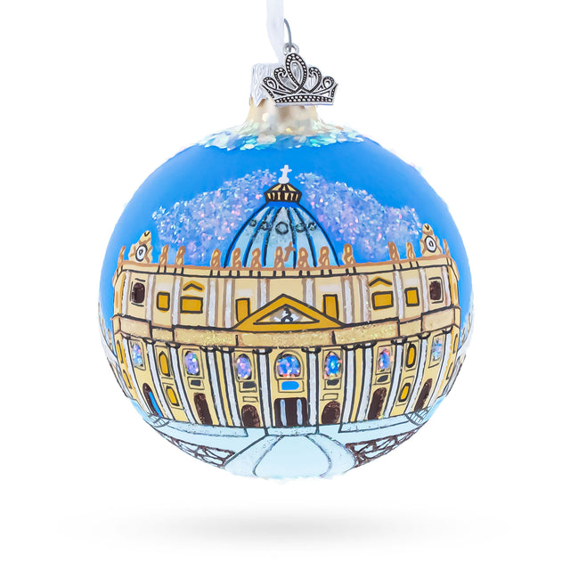 Glass The Papal Basilica of Saint Peter, Vatican Glass Ball Christmas Ornament 3.25 Inches in Multi color Round