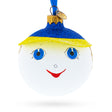 Glass Boy in the Hat Glass Ball Christmas Ornament 3.25 Inches in Blue color Round