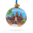 Glass Angkor Wat Temple, Cambodia Glass Ball Christmas Ornament 3.25 Inches in Multi color Round