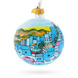 Glass Blue City Chefchaouen, Morocco Glass Ball Christmas Ornament 3.25 Inches in Multi color Round