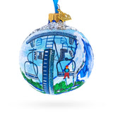 Glass Matterhorn, Zermatt, Switzerland Glass Ball Christmas Ornament 3.25 Inches in Blue color Round