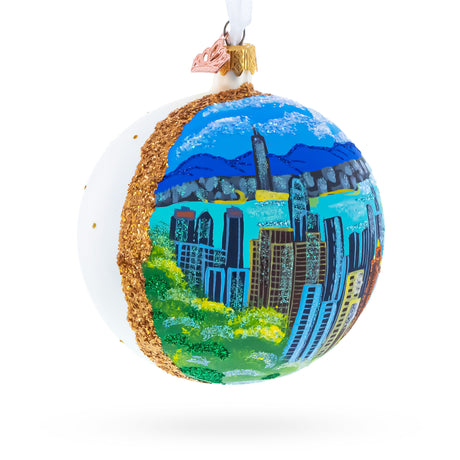 Victoria Peak, Hong Kong Glass Ball Christmas Ornament 4 InchesUkraine ,dimensions in inches: 4 x 4 x 4