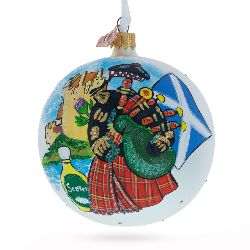 Glass Scotland Traditions Glass Christmas Ornament 4 Inches (Imperfections) in Multi color Round