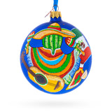 Glass Mexico Glass Ball Christmas Ornament 4 Inches in Blue color Round