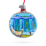 Glass Art Science Museum, Marina Bay, Singapore Glass Ball Christmas Ornament 3.25 Inches in Blue color Round