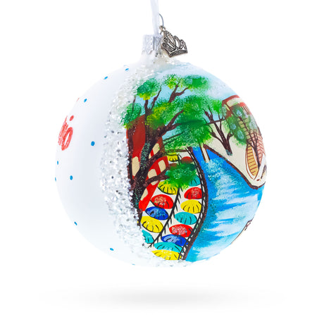 River Walk in San Antonio, Texas, USA Glass Ball Christmas Ornament 4 InchesUkraine ,dimensions in inches: 4 x 4 x 4