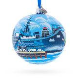 Glass USS Midway Museum, San Diego, California, USA Glass Ball Christmas Ornament 4 Inches in Blue color Round