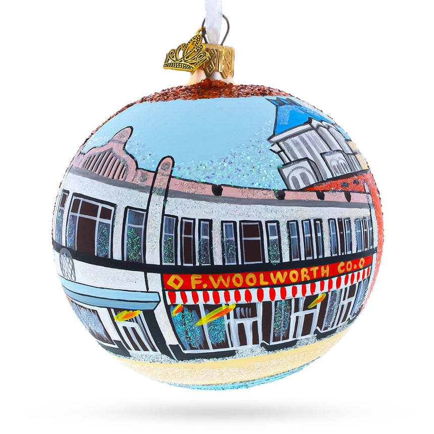 Glass International Civil Rights Center & Museum, Greensboro, North Carolina, USA Glass Ball Christmas Ornament 4 Inches in Multi color Round