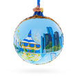 Glass Detroit Riverfront, Detroit, Michigan, USA Glass Ball Christmas Ornament 4 Inches in Multi color Round