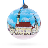 Glass Old Town, Tallin, Estonia Glass Ball Christmas Ornament 4 Inches in Multi color Round