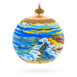 Glass Sunset at the Ocean Painting Glass Ball Christmas Ornament 4 Inches in Multi color Round