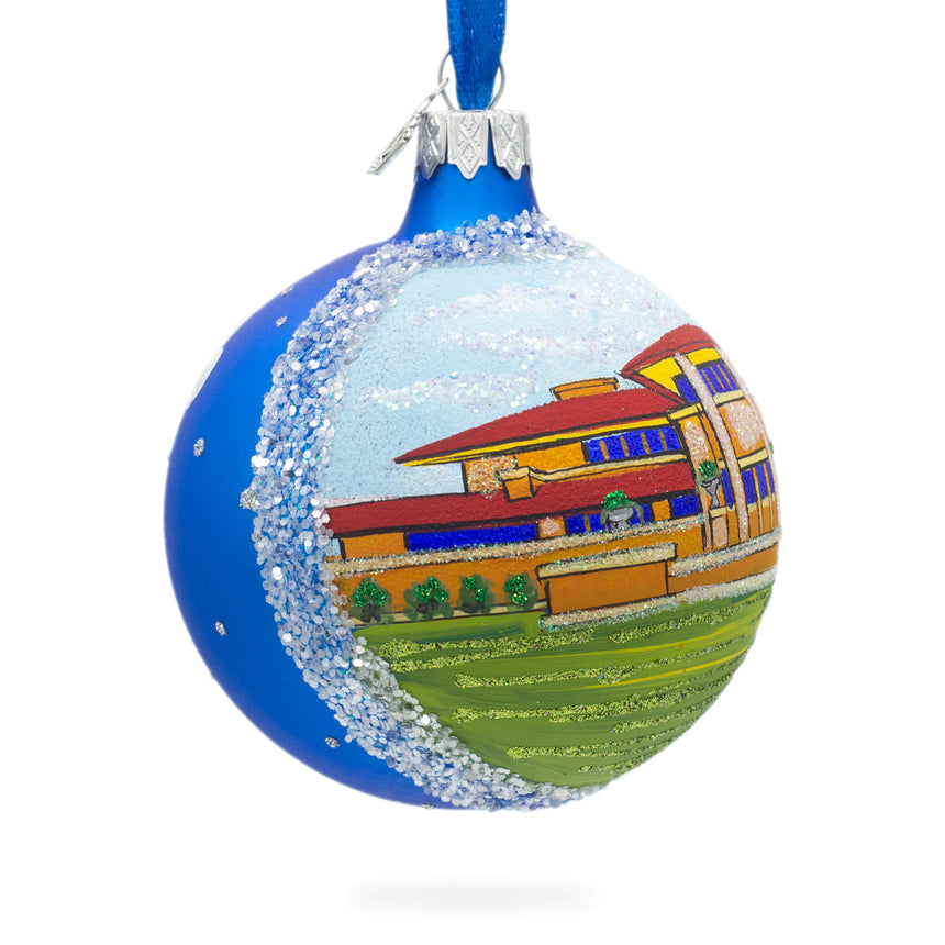 Frank Lloyd Wright's Martin House, Buffalo, New York, USA Glass Ball Christmas Ornament 3.25 InchesUkraine ,dimensions in inches: 3.25 x 3.25 x 3.25