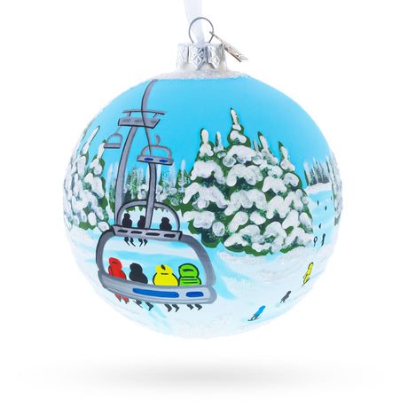 Glass Keystone Ski Resort, Colorado, USA Glass Ball Christmas Ornament 4 Inches in White color Round