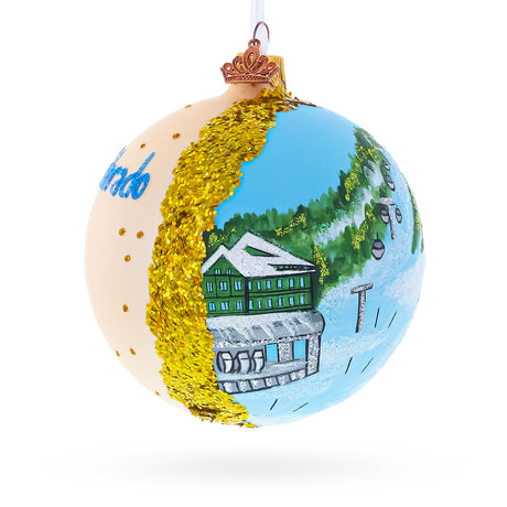 Colorado Ski Resort, USA Glass Ball Christmas Ornament 4 InchesUkraine ,dimensions in inches: 4 x 4 x 4