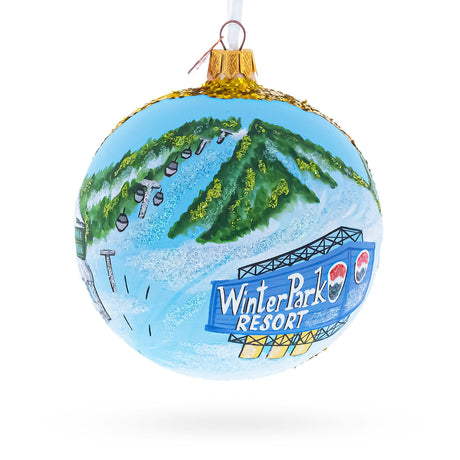 Glass Colorado Ski Resort, USA Glass Ball Christmas Ornament 4 Inches in Multi color Round