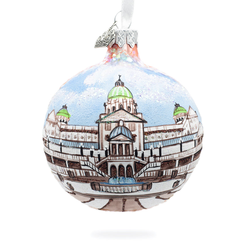 Glass Pennsylvania State Capitol, Harrisburg, Pennsylvania, USA Glass Ball Christmas Ornament 3.25 Inches in Multi color Round