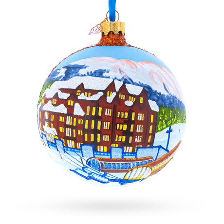 Glass Breckenridge Ski Resort, Colorado, USA Glass Ball Christmas Ornament 4 Inches in Multi color Round