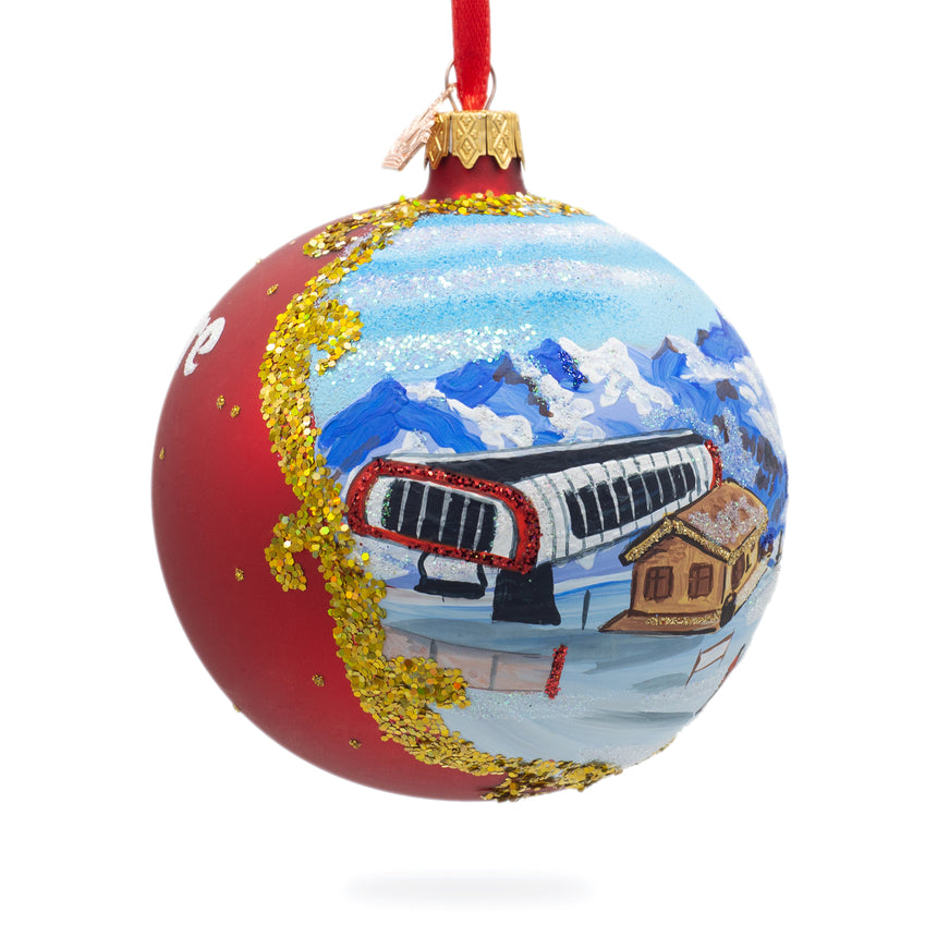 Val d 'Isere, France Glass Ball Christmas Ornament 4 InchesUkraine ,dimensions in inches: 4 x 4 x 4