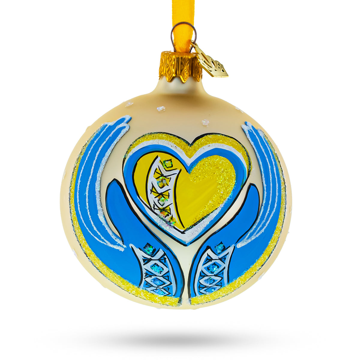 Glass Ukraine in my Heart Glass Ball Christmas Ornament 3.25 Inches in Multi color Round