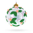 Glass 3D Roses in Silver Spiral Glass Ball Christmas Ornament 3.25 Inches in White color Round