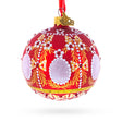 Glass 1908 Alexander Palace Royal Egg Red Blown Glass Ball Christmas Ornament 3.25 Inches in Red color Round