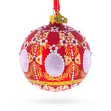 Glass 1908 Alexander Palace Royal Egg Red Blown Glass Ball Christmas Ornament 3.25 Inches in Red color Round