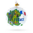 Glass France Map and Symbols Glass Ball Christmas Ornament 4 Inches in White color Round