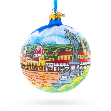 Glass Florence, Italy Glass Ball Christmas Ornament 4 Inches in Multi color Round