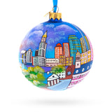 Glass Boston, Massachusetts, USA Glass Ball Christmas Ornament 4 Inches in Blue color Round