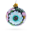 Glass Pink and White Floral Blossoms Glass Ball Christmas Ornament 3.25 Inches in Multi color Round